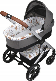 Carrycot cover Double-sided Liner Pushchair Pram Deer and Friends/Dots grey - MyHappy Baby