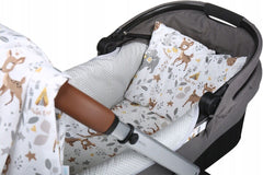 Carrycot cover Double-sided Liner Pushchair Pram Deer and Friends/Dots grey - MyHappy Baby