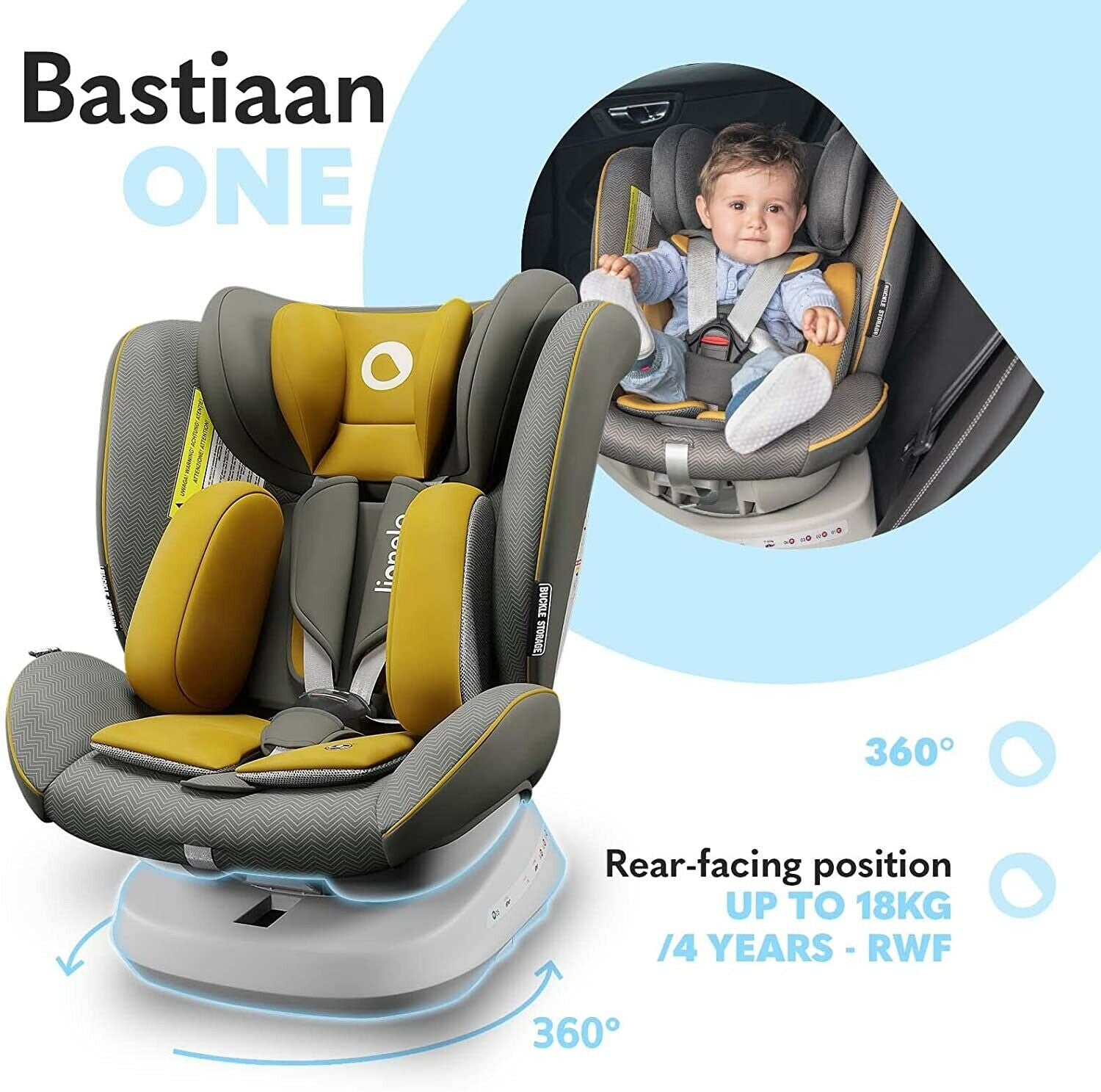 Baby Car Seat Lionelo Bastiaan One Mustard 0-36kg ISOFIX