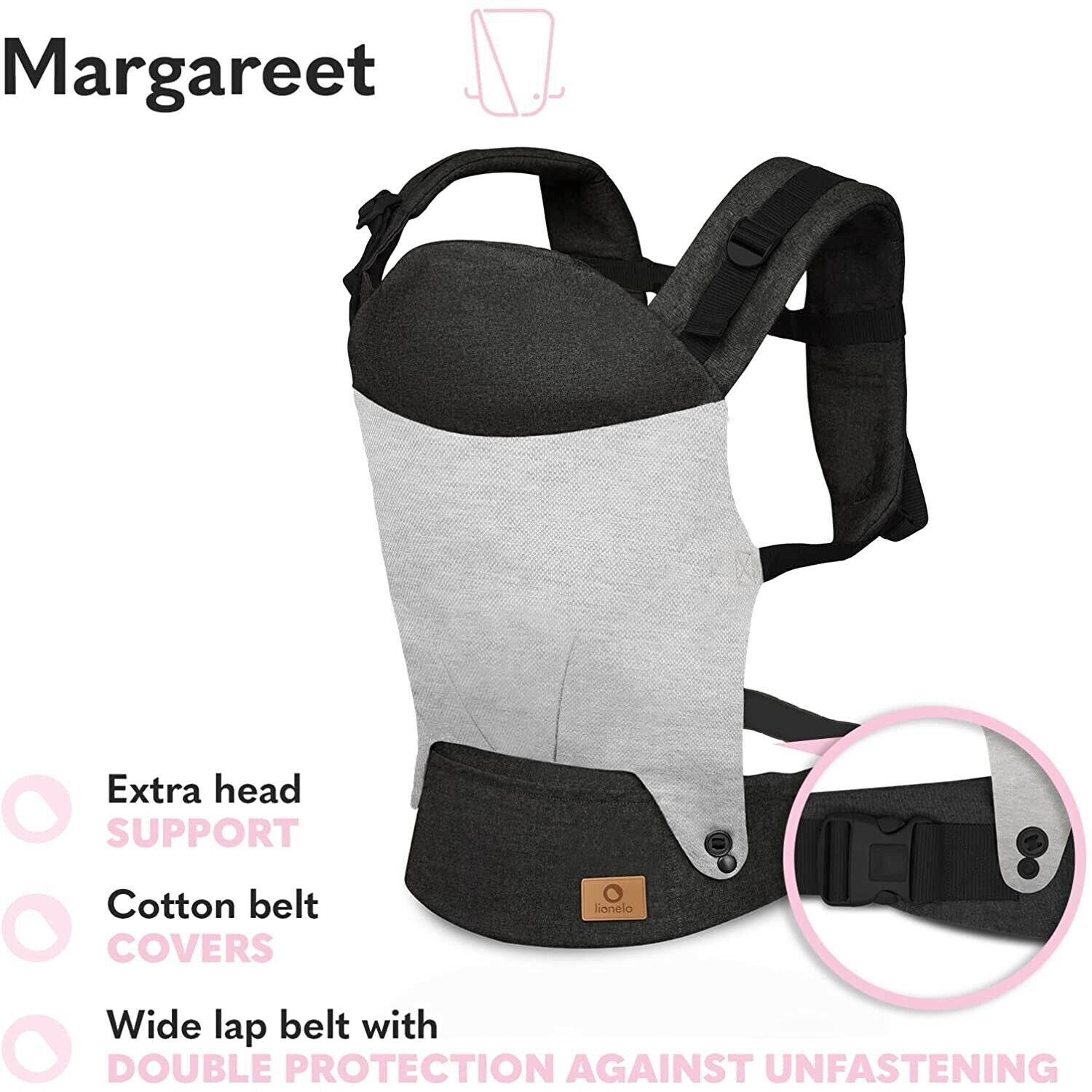 Lionelo Baby Carrier Margareet 3 Carrying Positions Belt Urban Gray