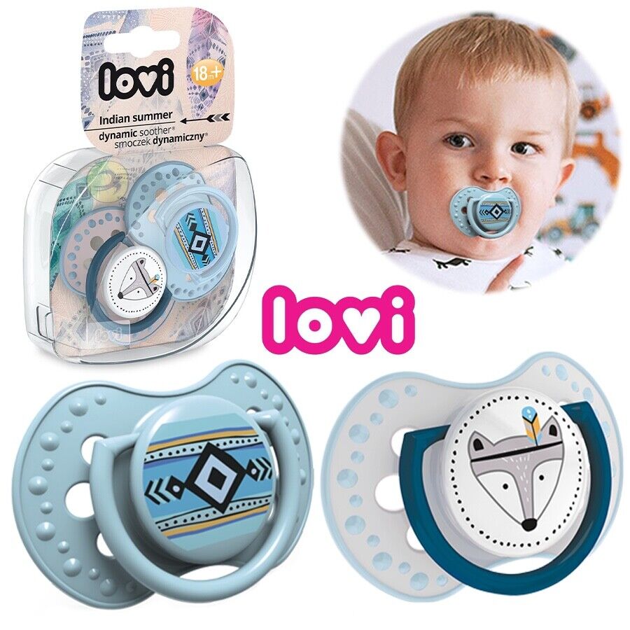 LOVI Dynamic Soother Silicone 0-3m Dummy 2 pcs Boy Indian Blue