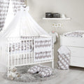 Baby Bedding Set 10Pc Fit Cot Bed 140x70cm - Elephants Grey