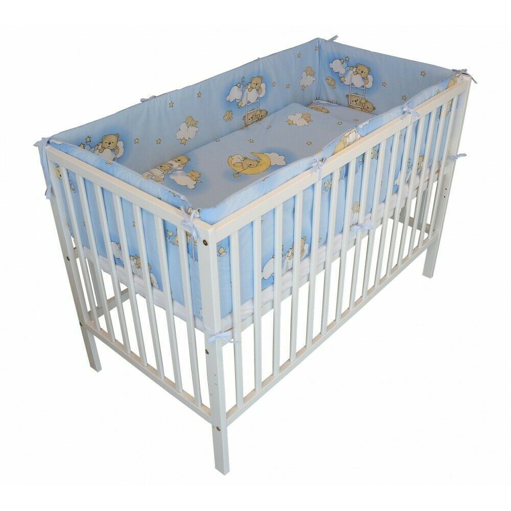 Padded Bumper To Fit Baby Cot Bed All-Round Cotton 420cm Ladder Blue