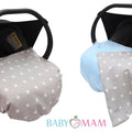 Car Seat Kids Baby Swaddle Travel Cotton Blanket 75X50cm Soft Wrap Double Sided Blue-White Stars On Grey