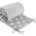 Baby Dimple Cot Liner 180cm Straight fit COT 120x60cm Grey/ Big White Stars On Grey