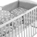 Baby 5Pc Dimple Bedding Set Pillow Duvet Quilt Bumper Fit Cotbed 140X70cm Dimple Grey/ Big White Stars On Grey
