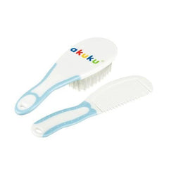 Baby Hair Brush And Comb 2 In 1 Grooming Set Soft Gentle Akuku Blue - MyHappy Baby