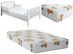 Baby Fitted Junior Bed Sheet Printed 100% Cotton Mattress 160X70cm Bears Family - MyHappy Baby