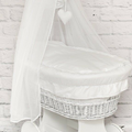 Full Bedding Set With Canopy To Fit Wicker Moses Basket Cotton White