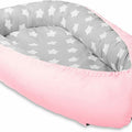 Baby Soft Cocoon Infant Reversible Sleep Nest Pink/ Small White Stars On Grey