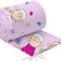 Baby Padded Bumper 100% Cotton To Fit Crib All Round 260cm Sheep Pink