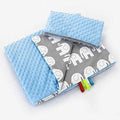 Warm Baby Blanket Dimple Cotton Quilt Pillow Double Sided 100X75cm Blue - Elephants