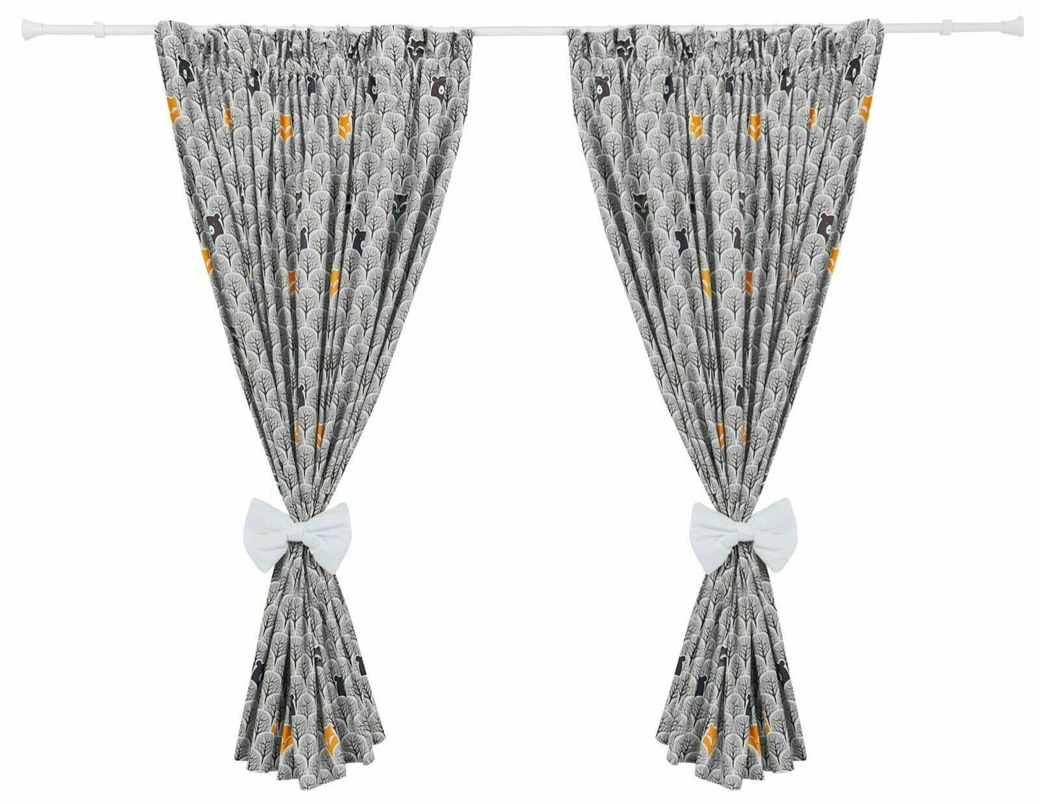 Nursery Curtains for Babies & Toddler's Bedroom Fox in forest grey