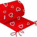 Baby Padded Bumper 100% Cotton To Fit Crib All Round 260cm White Hearts On Red