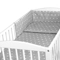 5Pc Bedding Set Nursery Pillow Duvet Bumper Fit Cot 120x60cm Small White Stars On Grey