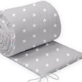 Padded Baby Bumper To Fit Cot 120x60 All Around 100% Cotton 360cm Small White Stars With Grey