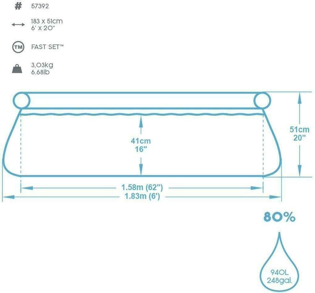 Swimming Pool Garden Bestway BW57392 Fast Set 6FTx20