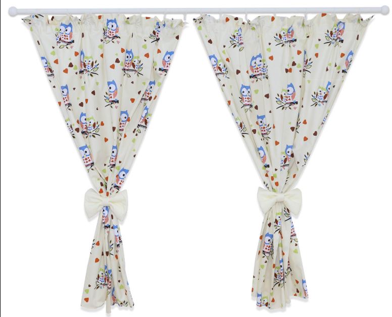 Nursery Curtains for Babies & Toddler's Bedroom Owls cream