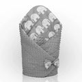 Baby Swaddle Wrap Newborn Dimple Cotton Infant Bedding Grey/ Elephants Grey