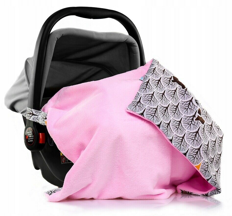 Car Seat Kids Baby Swaddle Travel Cotton Blanket 75X50cm Soft Wrap Double Sided Pink-Fox In The Forest