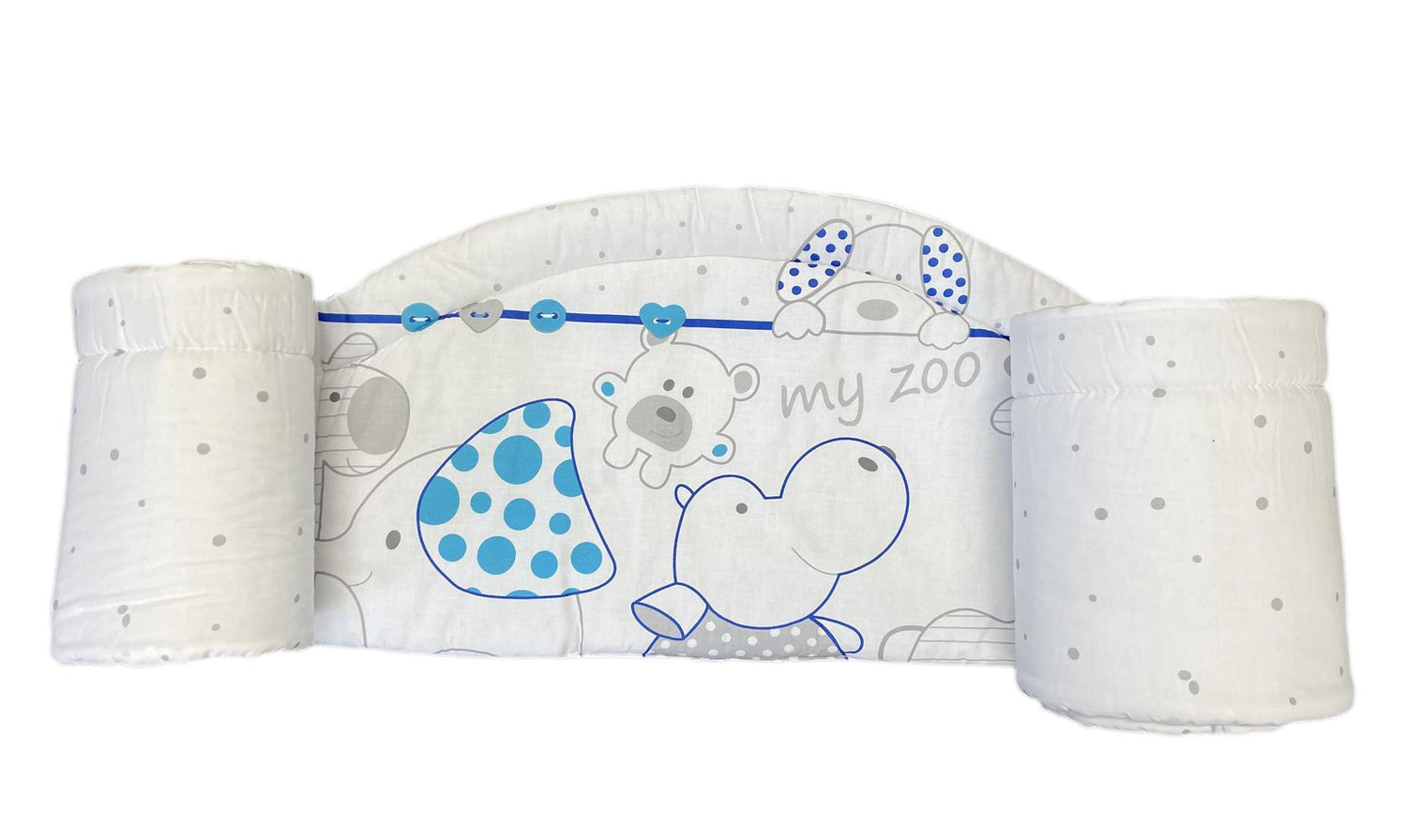 Padded Bumper To Fit Baby Cot Bed All-Round Cotton 420cm Zoo Blue