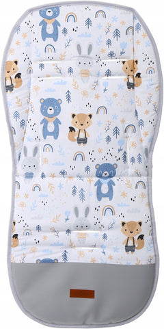 Universal Double Sided Pram Seat Liner Pushchair Buggy GRAPHITE/Forest Friends - MyHappy Baby