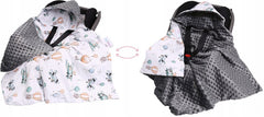 Baby Car Seat Hooded Blanket Double-sided GRAPHITE/ Dreamy Flight - MyHappy Baby