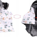 Baby Car Seat Hooded Blanket Double-sided GRAPHITE/ Dreamy Flight