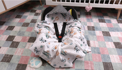 Baby Car Seat Hooded Blanket Double-sided GRAPHITE/ Dreamy Flight - MyHappy Baby