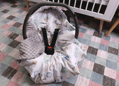 Minky hooded blanket GREY/ Wolf in the forest - MyHappy Baby