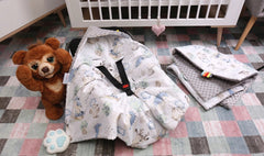 Minky hooded blanket GREY/ Wolf in the forest - MyHappy Baby