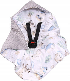 Minky hooded blanket GREY/ Wolf in the forest - MyHappy Baby