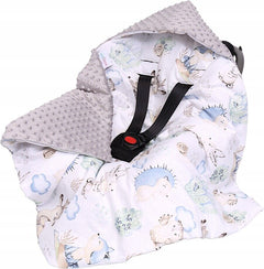 Minky hooded blanket GREY/ Wolf in the forest - MyHappy Baby