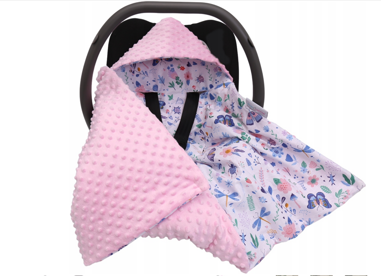 Minky hooded blanket PINK/ On the Meadow