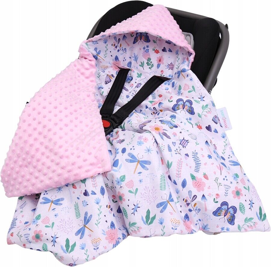 Minky hooded blanket PINK/ On the Meadow