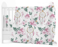Baby 4Pc Bedding Set Pillow Duvet Quilt Fit Cotbed 140x70cm Dream Catcher Pink - MyHappy Baby