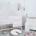 Baby bedding set Cotton Nursery 14pc to Fit Cot 120x60cm Grey Pink Stars