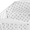 Baby 6Pc Bedding Set Pillow Duvet Quilt Sheet Bumper Fit Cotbed 140x70cm Big Grey Stars On White