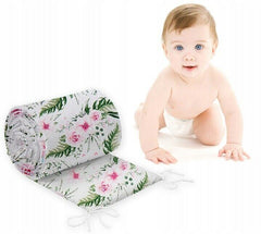Baby Padded Bumper 100% Cotton To Fit Crib All Round 260cm Garden Flowers - MyHappy Baby