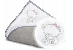 Baby Bath Hooded Towel Kids Toddler Nursery 100x100cm soft Girl Grey - MyHappy Baby