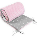 Baby Dimple Padded Bumper Nursery Protection Fit Cot Bed 140X70 190cm Pink / Small White Stars On Grey