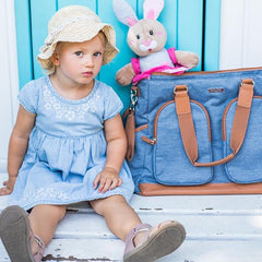 Baby Nappy Multi-Functional Diaper Bag Set With Changing Mat Babyono Glam Blue - MyHappy Baby