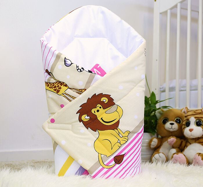 Baby Swaddle Wrap Newborn Bedding Blanket 100% Cotton Sleeping Bag Safari Pink