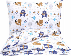 3Pc Baby Bedding Set Bumper Pillowcase Duvet Cover Fit Cot 120x60 BOHO Animals Navy - MyHappy Baby