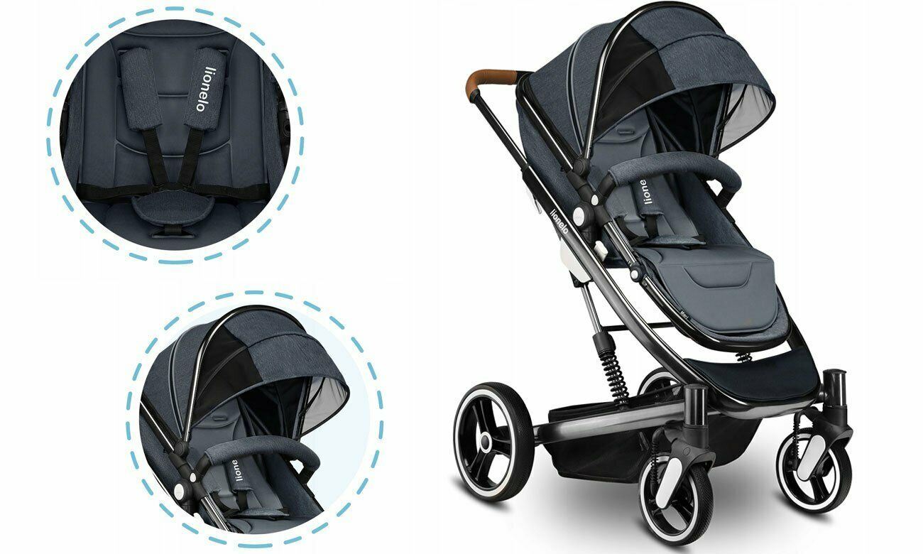 Baby Stroller Carrycot 2 In 1 Mari Graphite Lionelo Pram Buggy Pushchair
