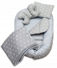 Baby 6pc Double-sided soft infant Cocoon Small stars with grey/ Grey - MyHappy Baby