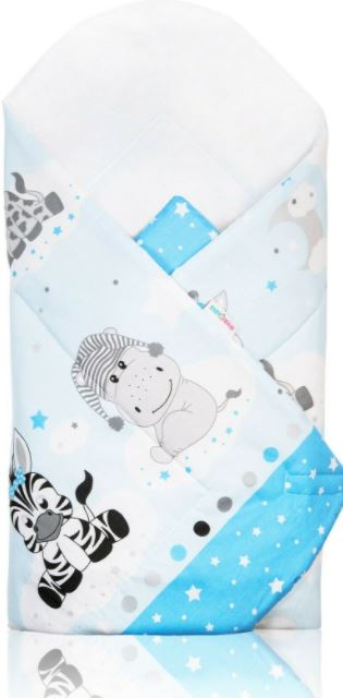 Baby Swaddle Wrap Newborn Bedding Blanket 100% Cotton Sleeping Bag Sweet Animals Blue