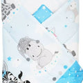 Baby Swaddle Wrap Newborn Bedding Blanket 100% Cotton Sleeping Bag Sweet Animals Blue