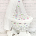 Full Bedding Set With Canopy To Fit Wicker Moses Basket Owls White