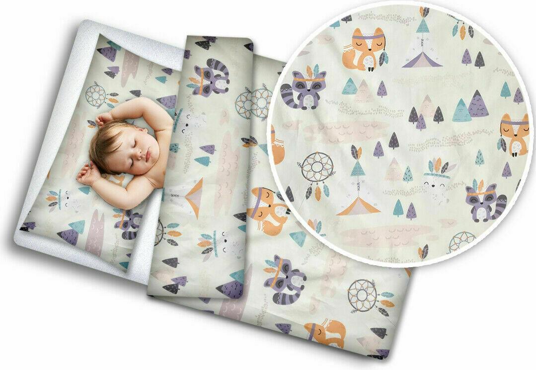 Baby 4Pc Bedding Set Pillow Duvet Quilt Fit Cotbed 140X70cm Little Indians